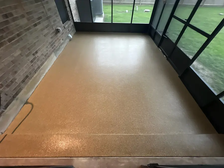 Sunroom finished in a tan flake coating